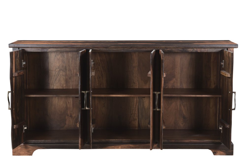 Dark Brown Solid Wood Live Edge Sideboard with Six Doors - 72-inch