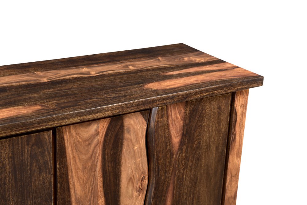 Dark Brown Solid Wood Live Edge Sideboard with Six Doors - 72-inch