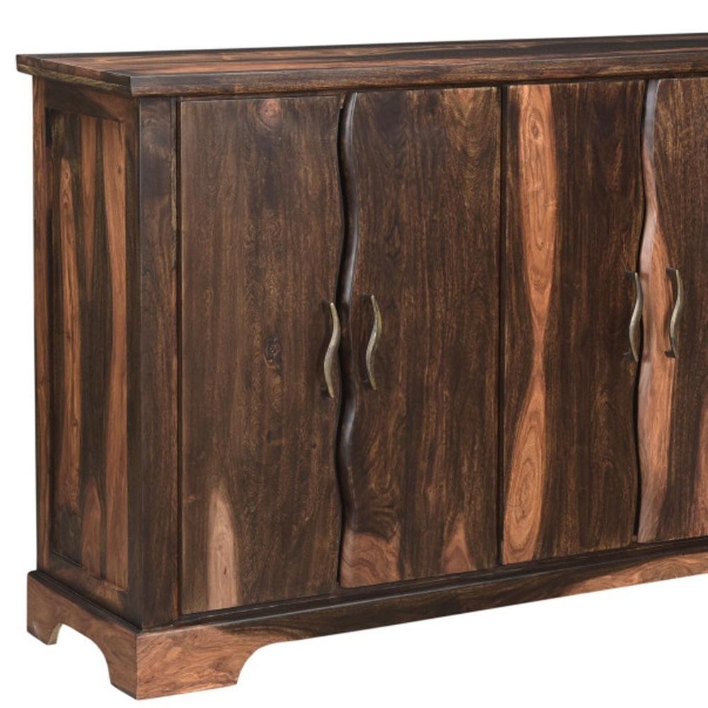 Dark Brown Solid Wood Live Edge Sideboard with Six Doors - 72-inch
