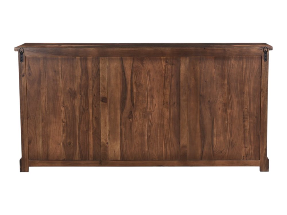 Dark Brown Solid Wood Live Edge Three Drawer Sideboard with Four Doors - 72-inch
