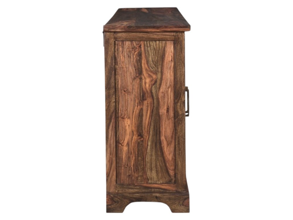 Dark Brown Solid Wood Live Edge Three Drawer Sideboard with Four Doors - 72-inch