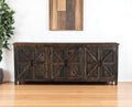 Dark Brown Distressed Reclaimed Wood Paneled Sideboard with Six Doors - 84-inch