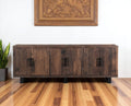 Dark Brown Distressed Reclaimed Wood Sideboard with Six Doors - 100-inch