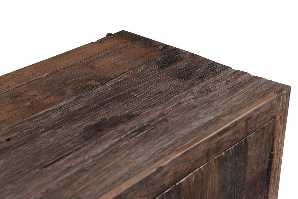 Dark Brown Distressed Reclaimed Wood Sideboard with Six Doors - 100-inch