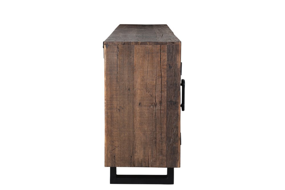 Dark Brown Distressed Reclaimed Wood Sideboard with Six Doors - 100-inch