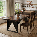 Dark Brown and Black Solid Wood and Metal Sled Base Dining Table - 80-inch