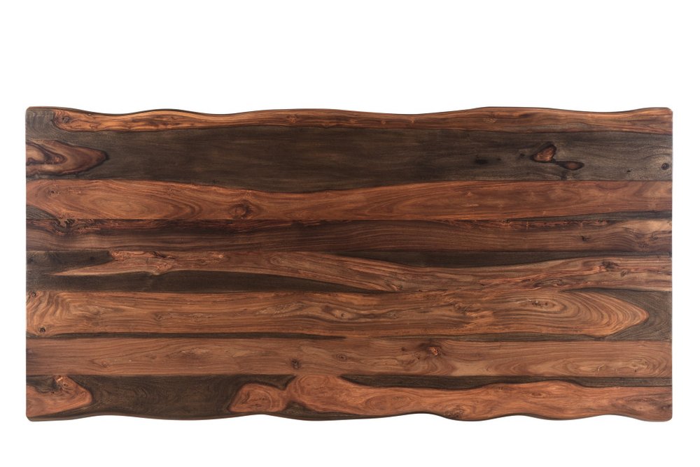 Dark Brown and Black Solid Wood and Metal Sled Base Dining Table - 80-inch
