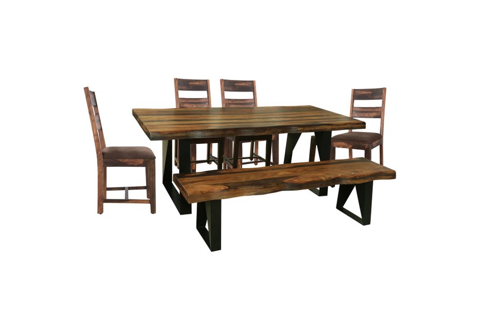 Dark Brown and Black Solid Wood and Metal Sled Base Dining Table - 80-inch