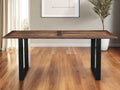 Dark Brown and Black Solid Wood Sled Base Dining Table - 78-inch