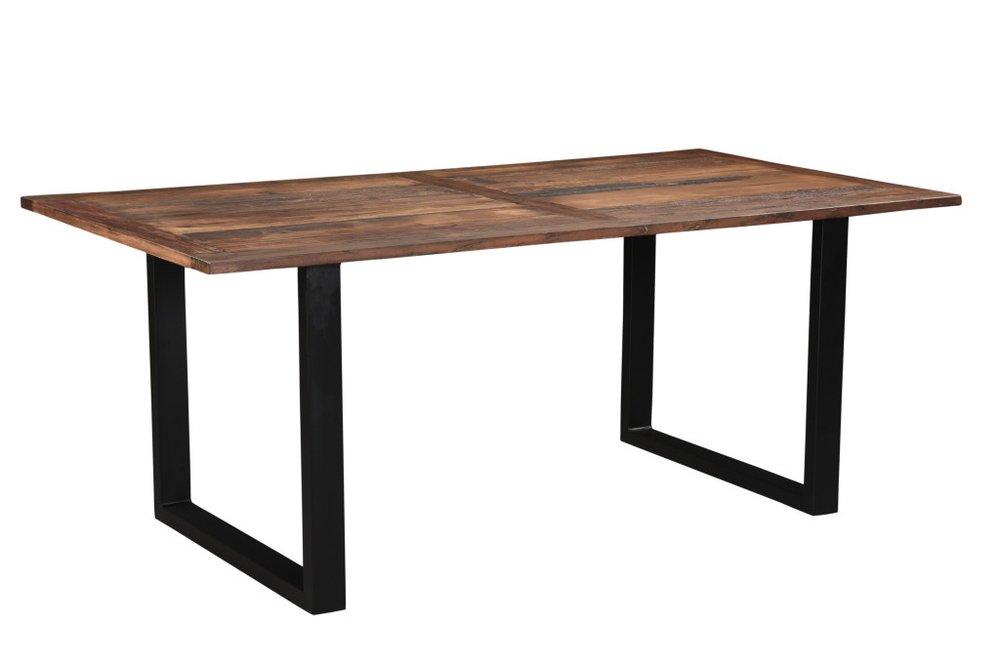 Dark Brown and Black Solid Wood Sled Base Dining Table - 78-inch
