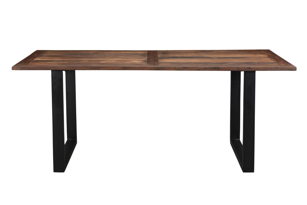 Dark Brown and Black Solid Wood Sled Base Dining Table - 78-inch