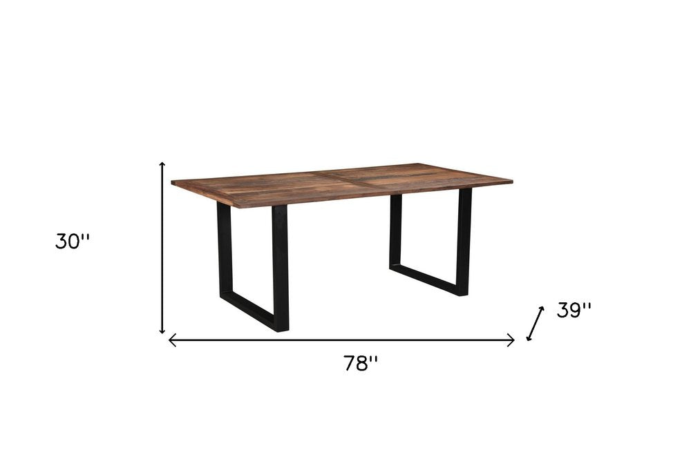 Dark Brown and Black Solid Wood Sled Base Dining Table - 78-inch