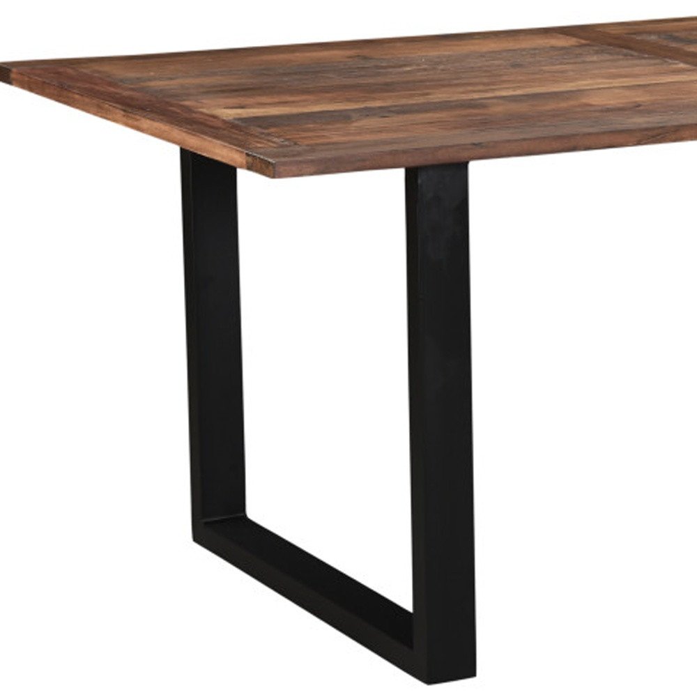 Dark Brown and Black Solid Wood Sled Base Dining Table - 78-inch