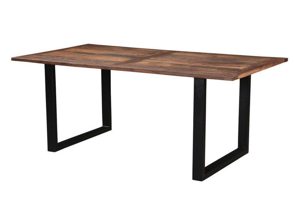 Dark Brown and Black Solid Wood Sled Base Dining Table - 78-inch