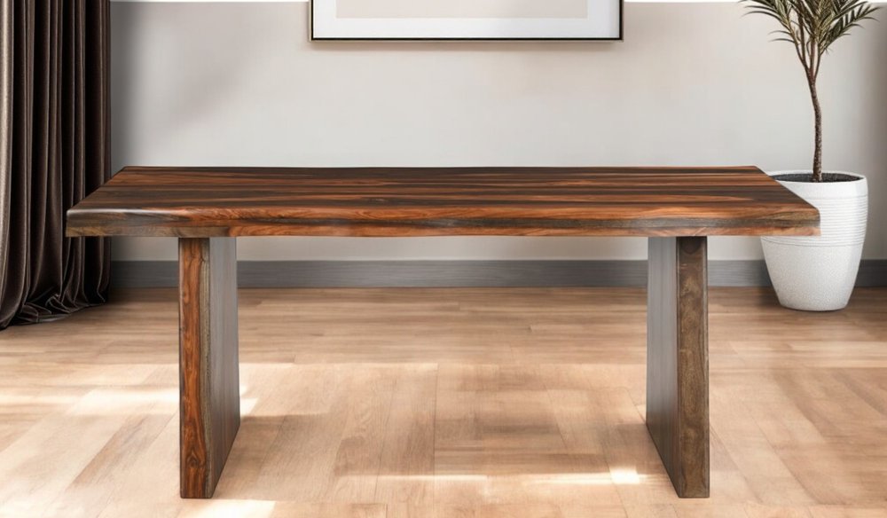 Dark Brown Solid Wood Dining Table - 74-inch