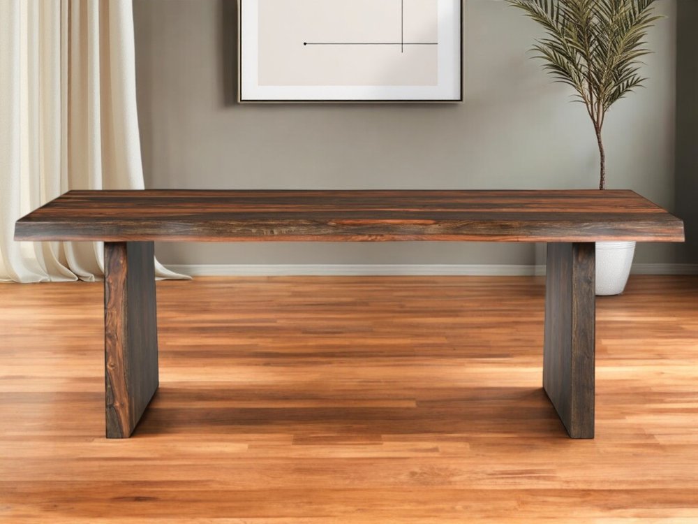 Dark Brown Solid Wood Dining Table - 86-inch