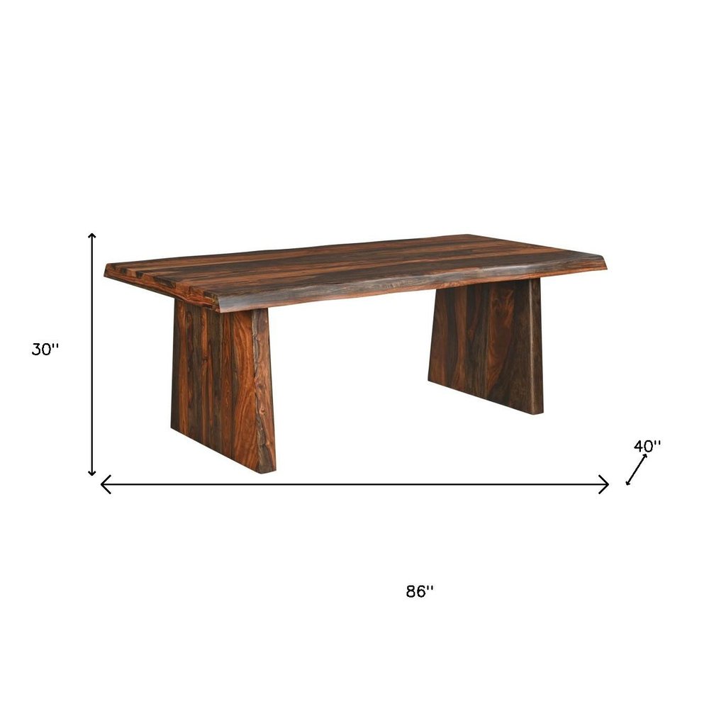Dark Brown Solid Wood Dining Table - 86-inch