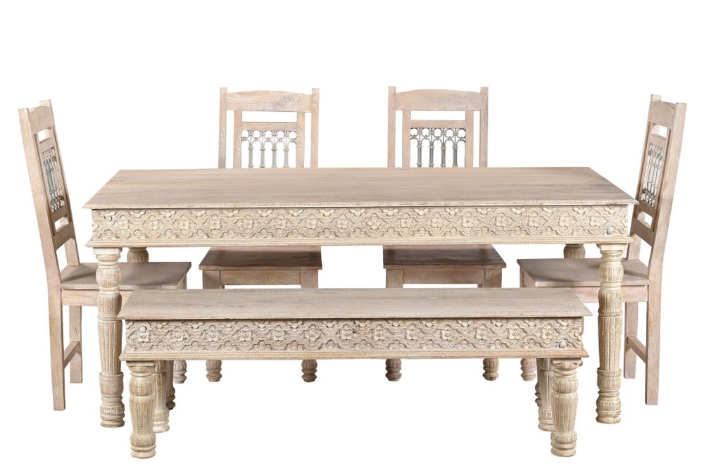 White Solid Wood Dining Table - 60-inch