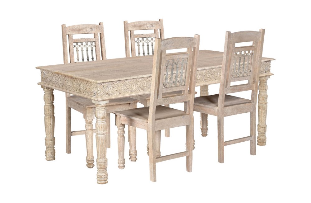 White Solid Wood Dining Table - 60-inch