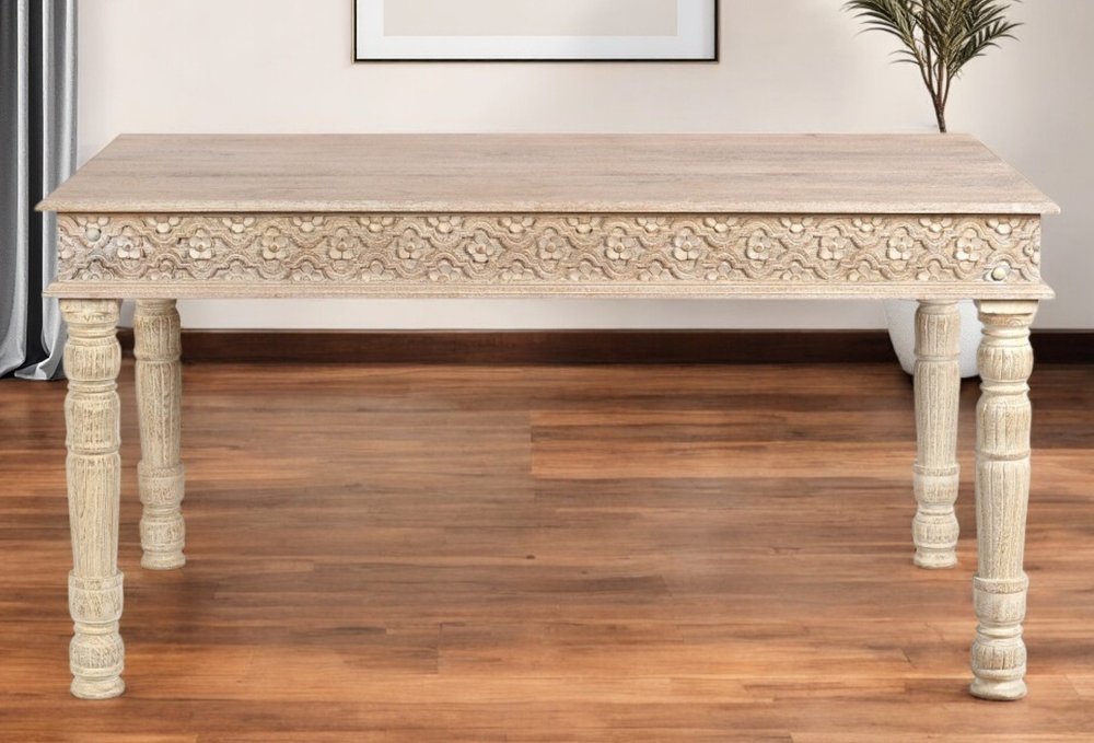 White Solid Wood Dining Table - 60-inch