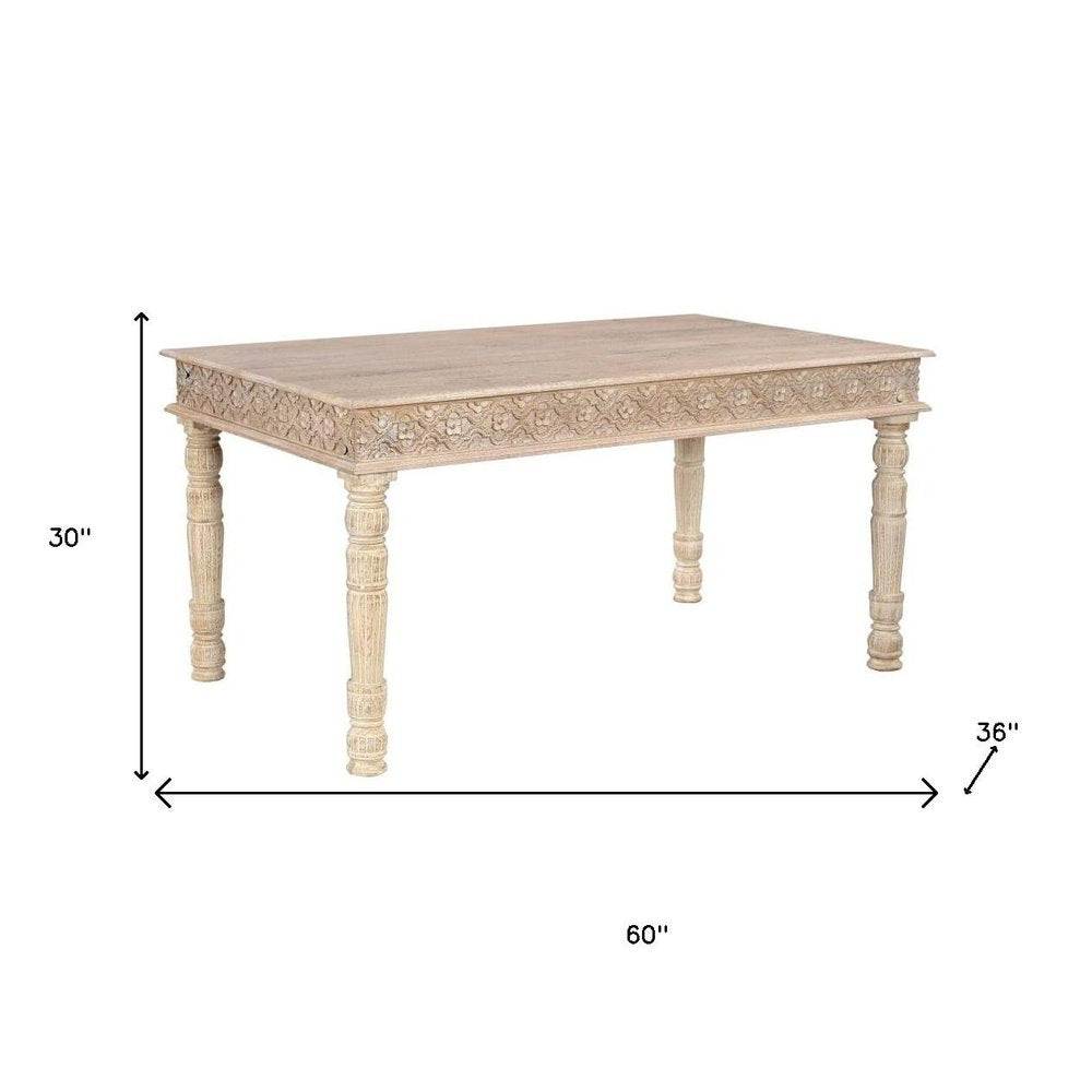 White Solid Wood Dining Table - 60-inch