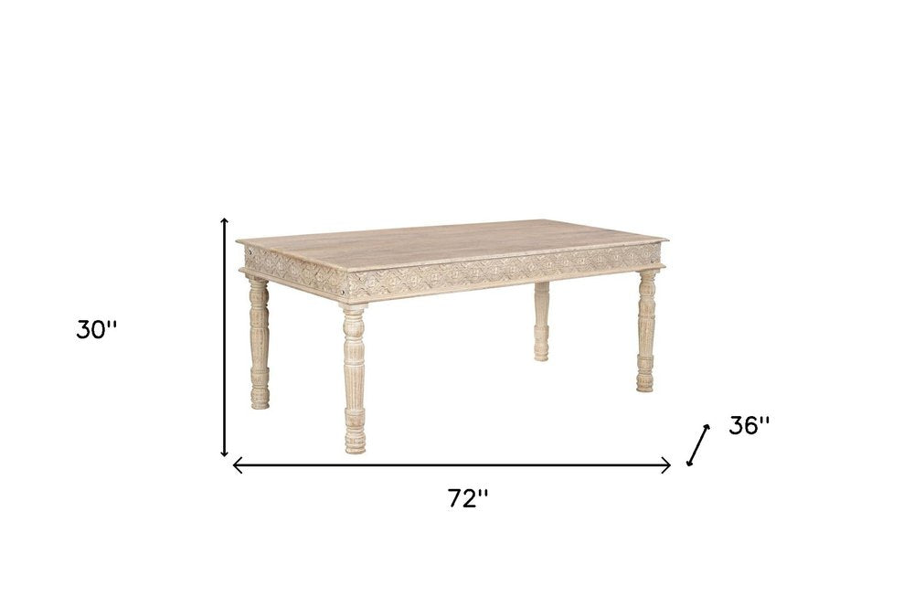 White Solid Wood Dining Table - 72-inch