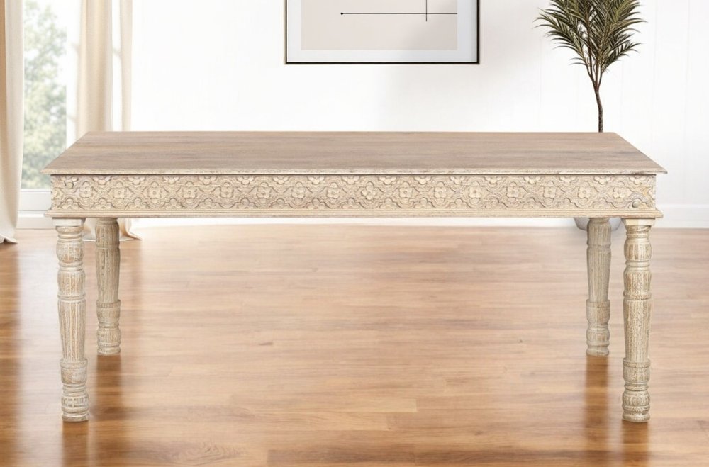 White Solid Wood Dining Table - 72-inch