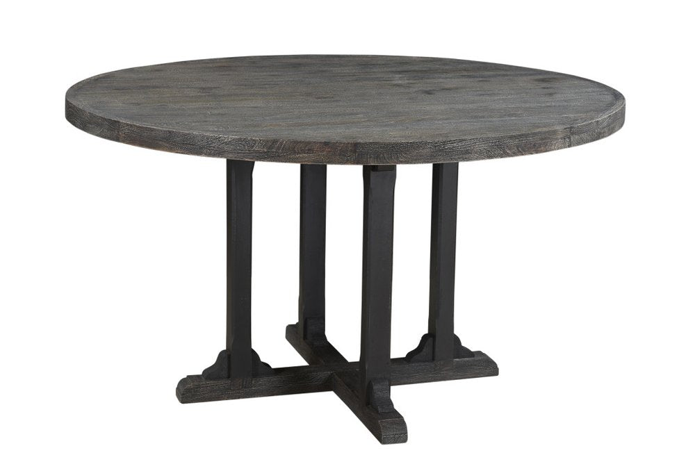 Black Rounded Solid Wood Pedestal Base Dining Table - 54-inch
