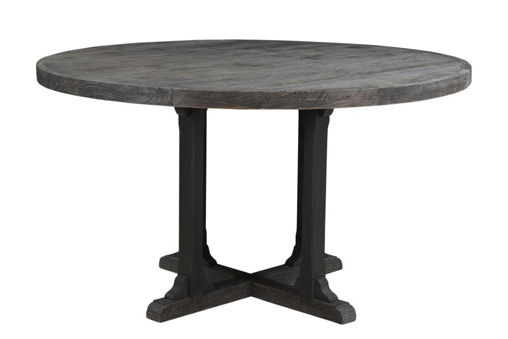 Black Rounded Solid Wood Pedestal Base Dining Table - 54-inch