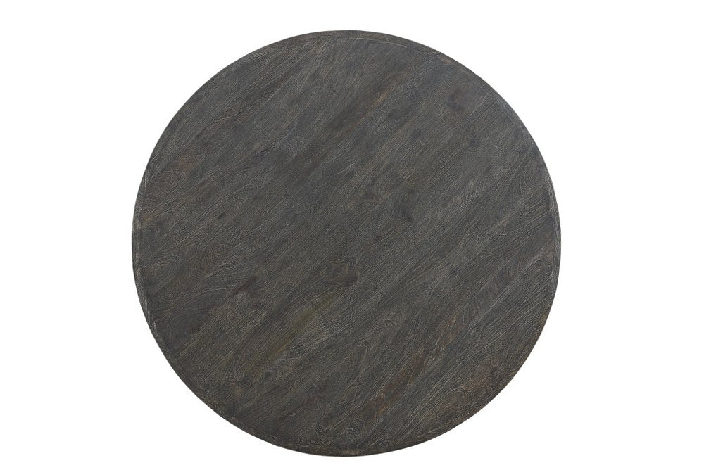 Black Rounded Solid Wood Pedestal Base Dining Table - 54-inch