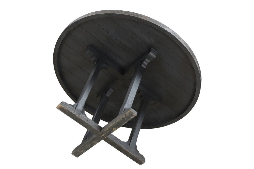 Black Rounded Solid Wood Pedestal Base Dining Table - 54-inch