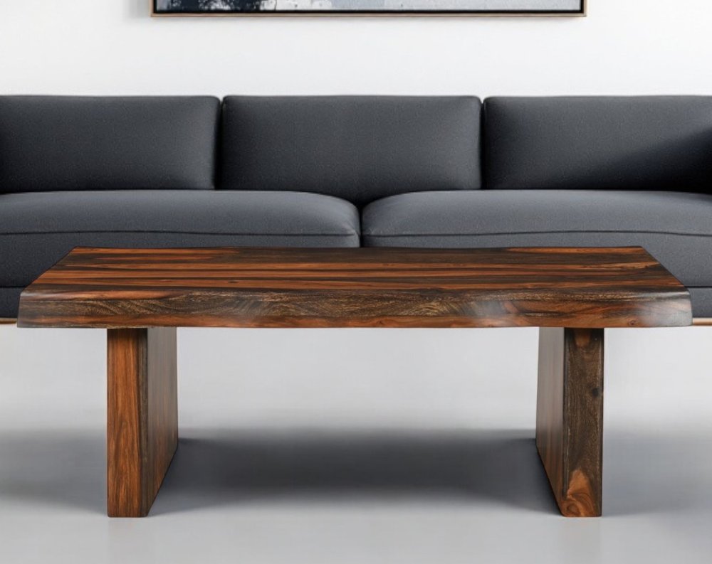 Dark Brown Solid Wood Sled Coffee Table - 51-inch