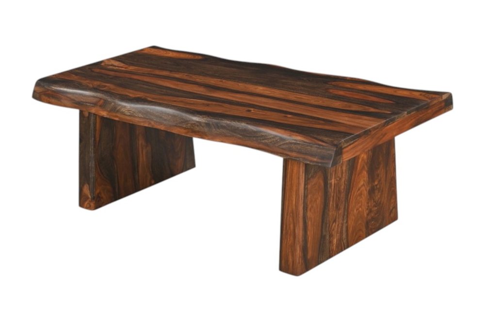 Dark Brown Solid Wood Sled Coffee Table - 51-inch
