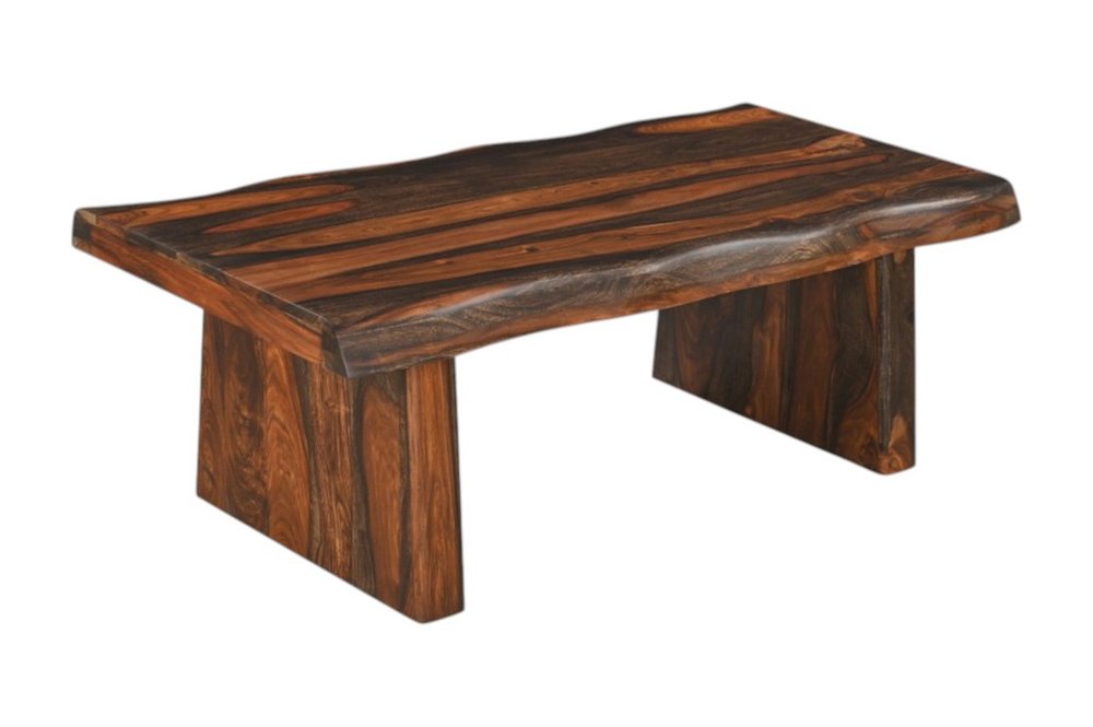 Dark Brown Solid Wood Sled Coffee Table - 51-inch