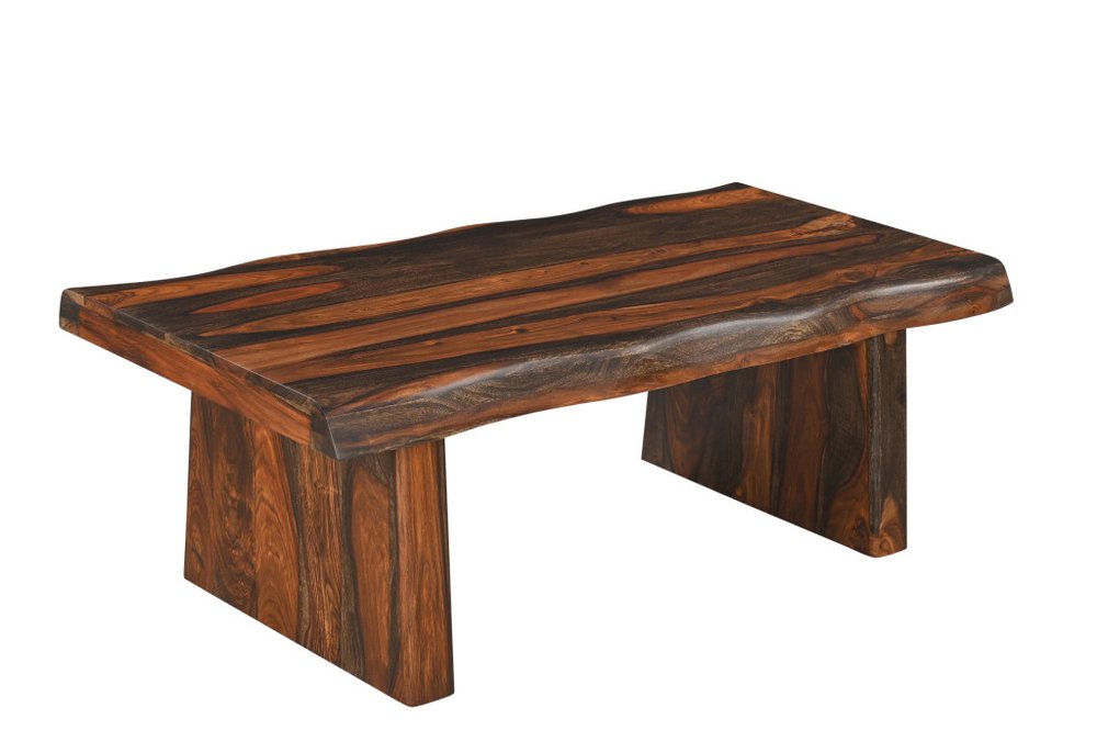 Dark Brown Solid Wood Sled Coffee Table - 51-inch