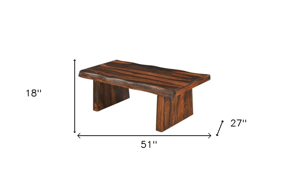 Dark Brown Solid Wood Sled Coffee Table - 51-inch