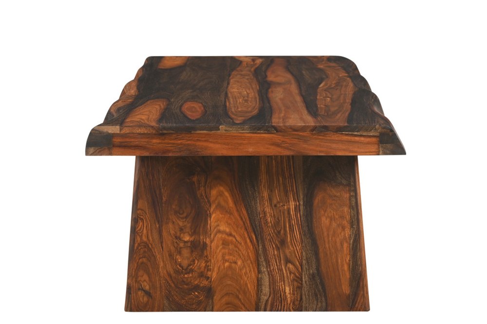 Dark Brown Solid Wood Sled Coffee Table - 51-inch