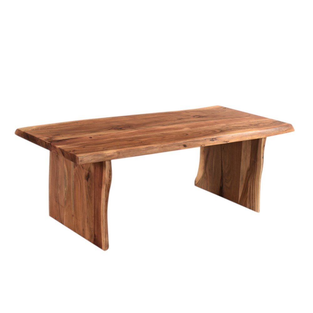 Brown Solid Wood Sled Coffee Table - 51-inch