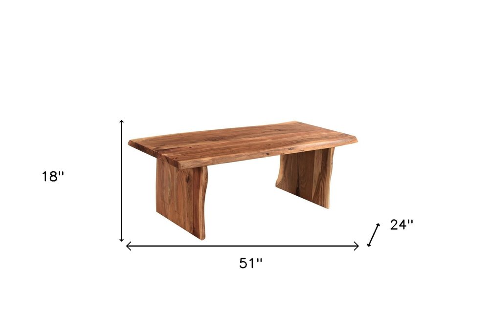 Brown Solid Wood Sled Coffee Table - 51-inch