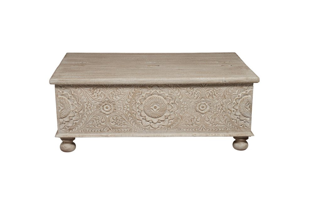 Natural Solid Wood Distressed Lift Top Coffee Table - 49-inch