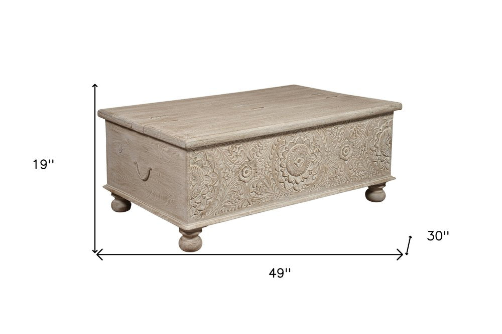 Natural Solid Wood Distressed Lift Top Coffee Table - 49-inch