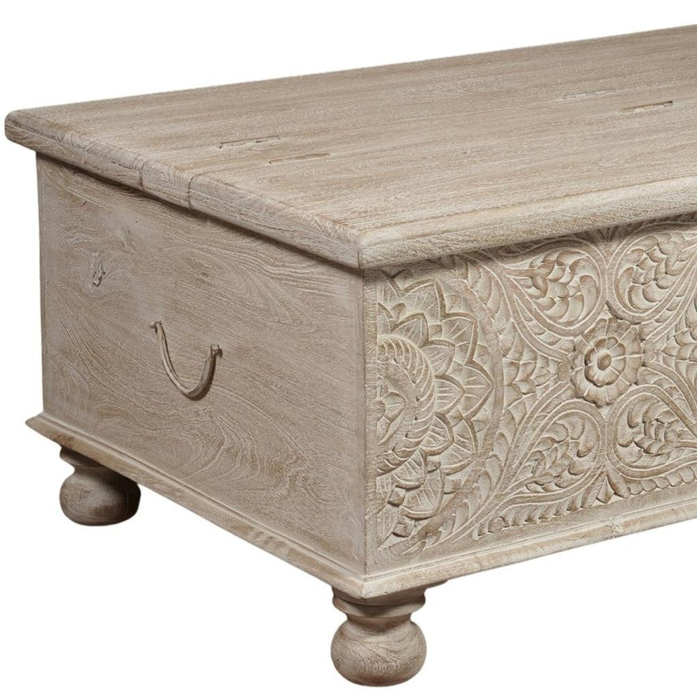 Natural Solid Wood Distressed Lift Top Coffee Table - 49-inch