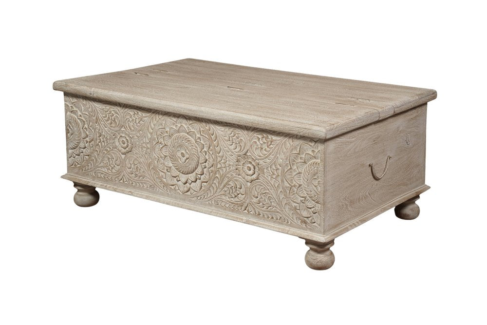 Natural Solid Wood Distressed Lift Top Coffee Table - 49-inch