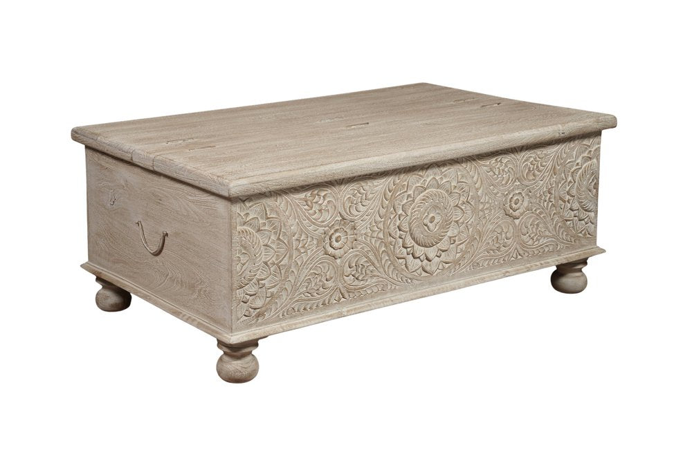 Natural Solid Wood Distressed Lift Top Coffee Table - 49-inch