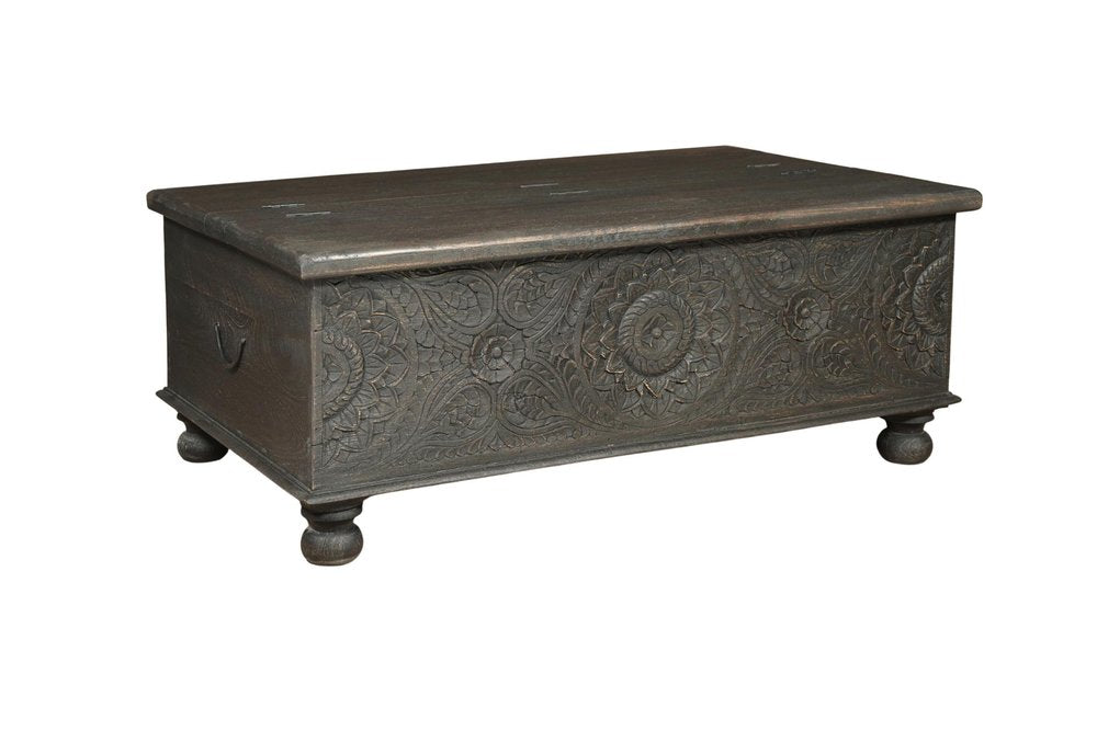 Black Solid Wood Distressed Lift Top Coffee Table - 49-inch