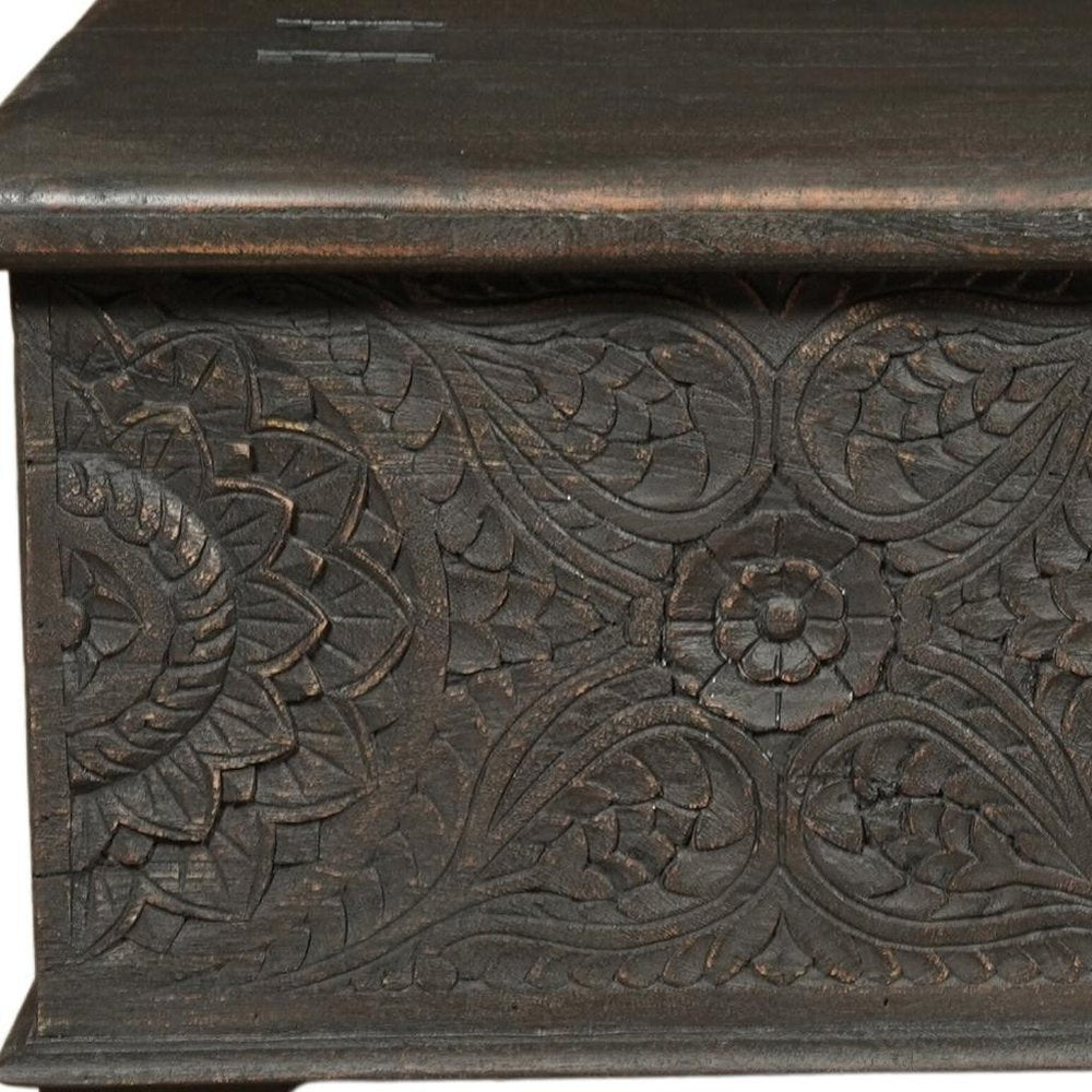 Black Solid Wood Distressed Lift Top Coffee Table - 49-inch