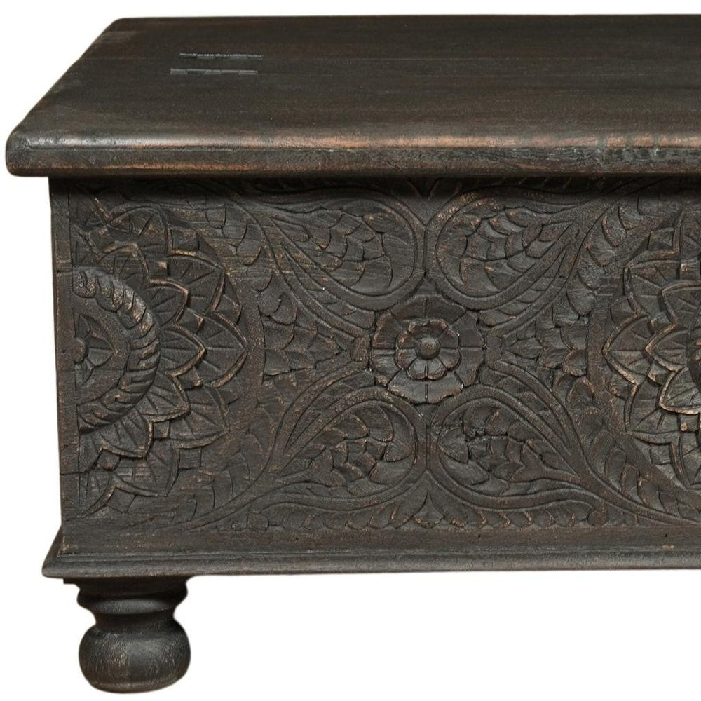 Black Solid Wood Distressed Lift Top Coffee Table - 49-inch