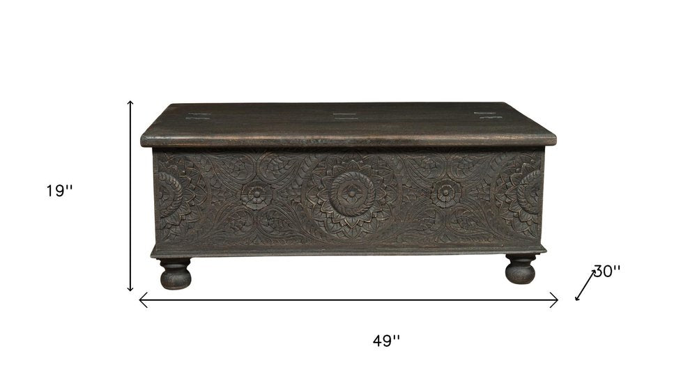 Black Solid Wood Distressed Lift Top Coffee Table - 49-inch