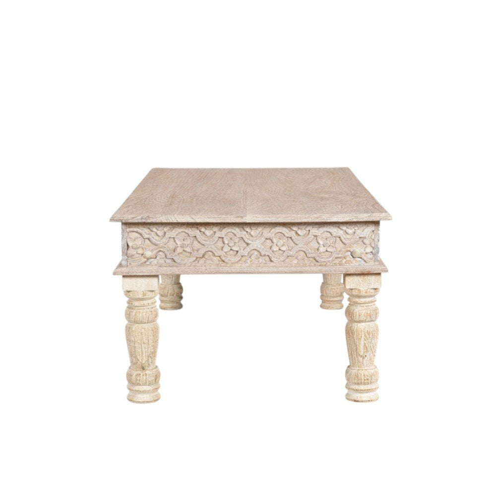 White Solid Wood Distressed Coffee Table - 51-inch