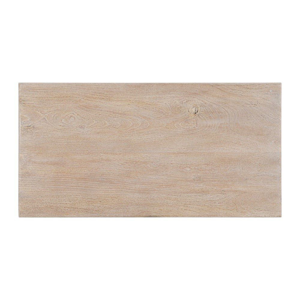 White Solid Wood Distressed Coffee Table - 51-inch